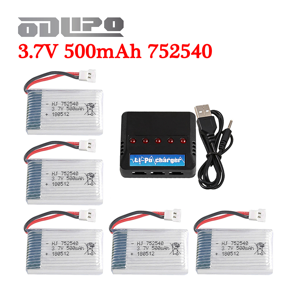 Rc Helicopter Coaxial - RCドローン、ヘリコプタースペアパーツ用のlipoバッテリーおよび充電器、h31バッテリー、3.7v、500mah、752540、h107、h31、ky101、e33c、e33